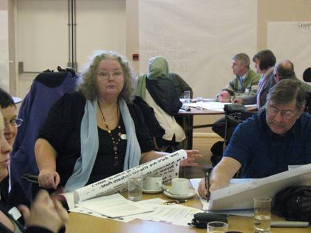 Sue &  Peter listening & writing what people were saying 